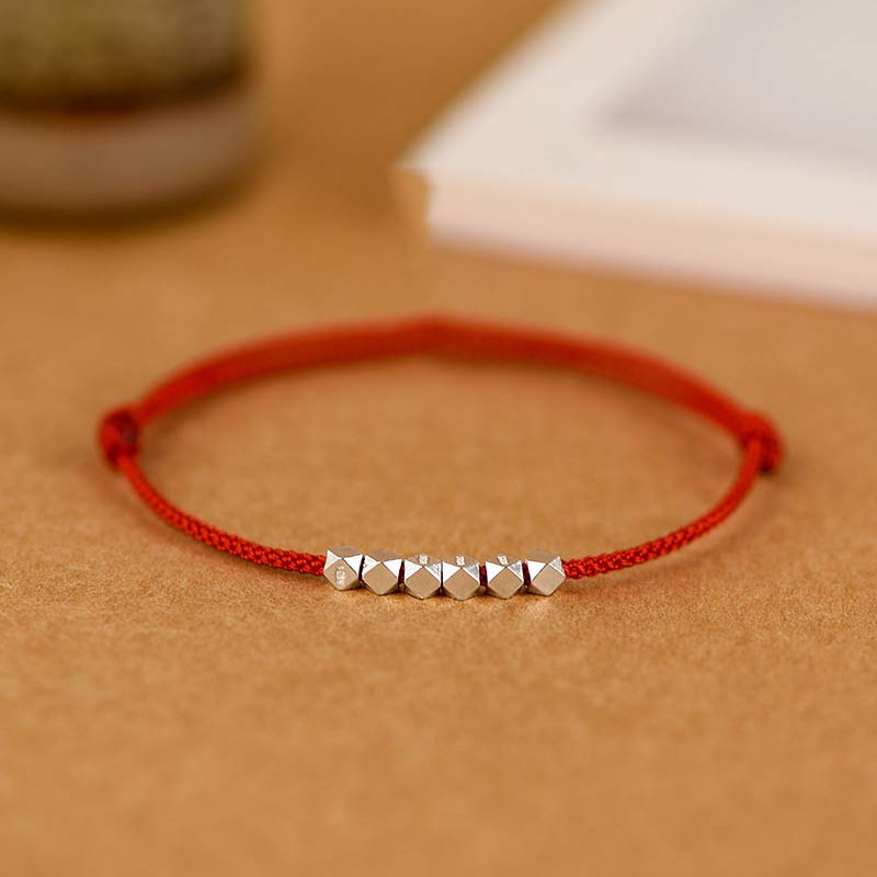 Buddha Stones925 スターリングシルバー レッドストリング ブレイドブレスレット アンクレット