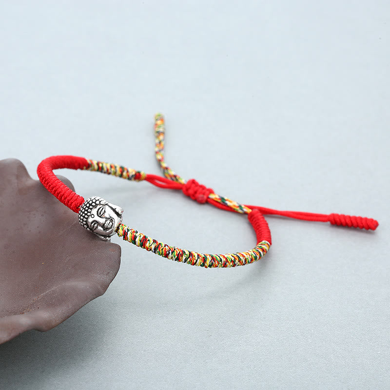 Buddha Stones手作りのカラフルなキングコングノット仏陀の静寂の紐ブレスレット