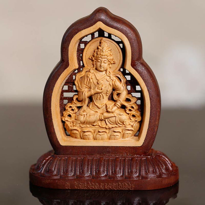 金剛薩埵仏 木彫り 慈悲の像 置物 装飾 - 7×7.5cm - image 0