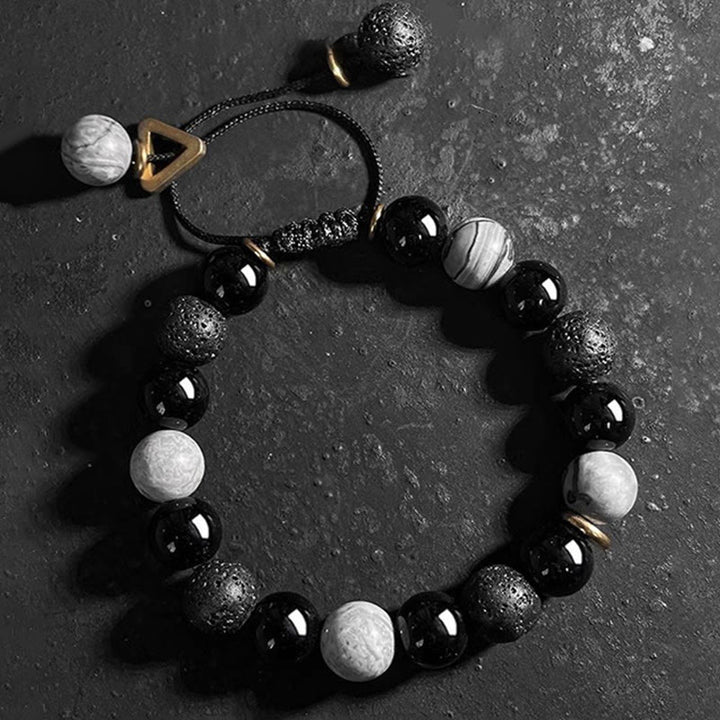Buddha Stones黒曜石 溶岩石 陰陽強さブレスレット - image 13