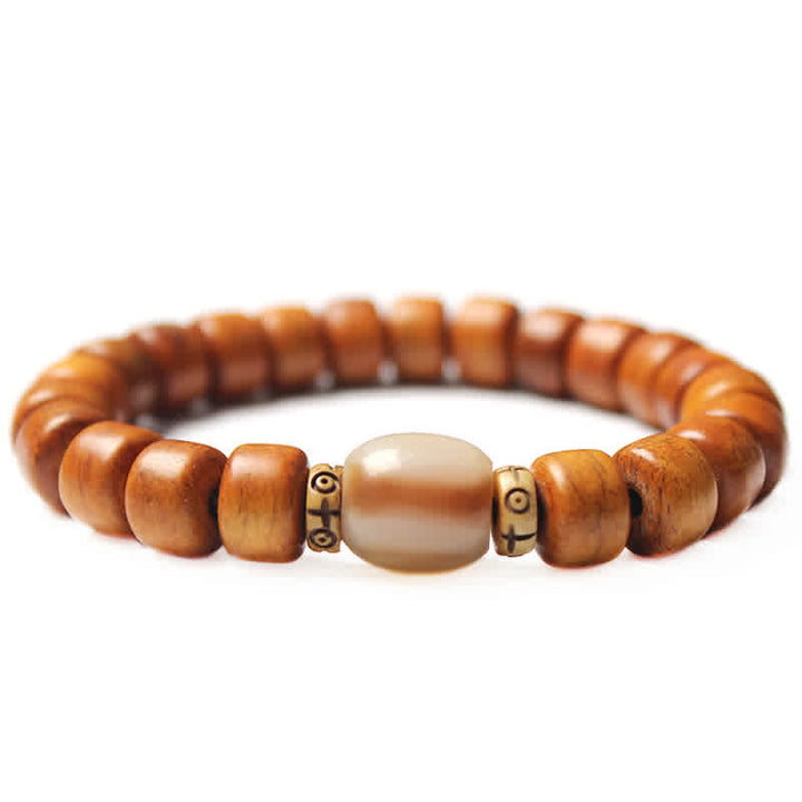 Buddha Stonesチベット骨ビーズオーム・マニ・パドメ・フム強さブレスレット