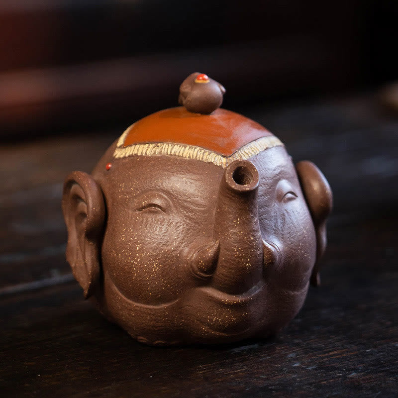Buddha Stonesかわいい象 縁起の良い雲 紫粘土 陶器 ティーポット