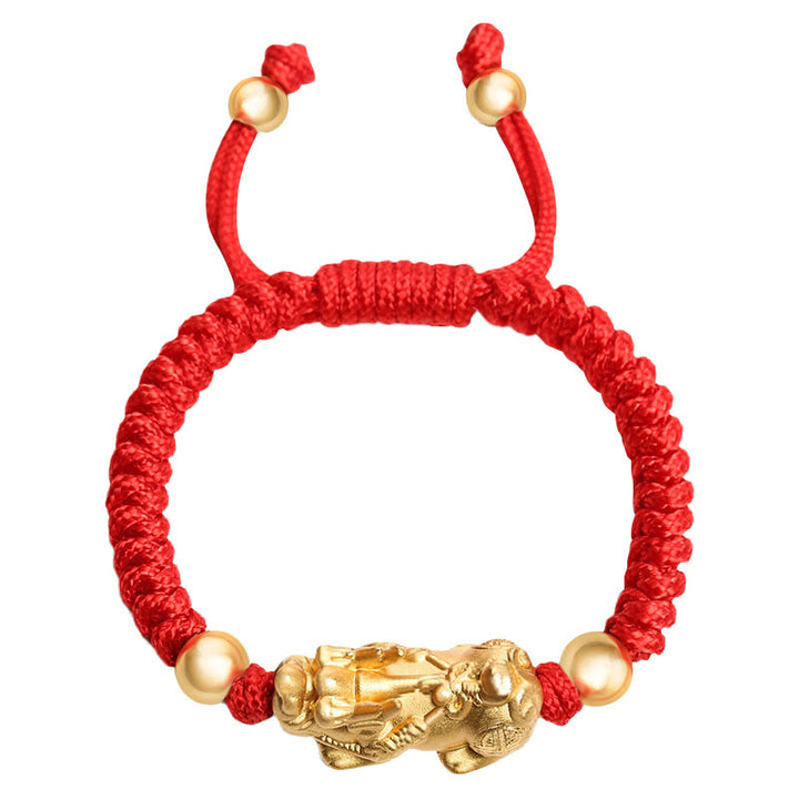 Buddha Stones999 スターリングシルバー 貔貅 富 キングコング ノットストリング 編み込み 子供用ブレスレット