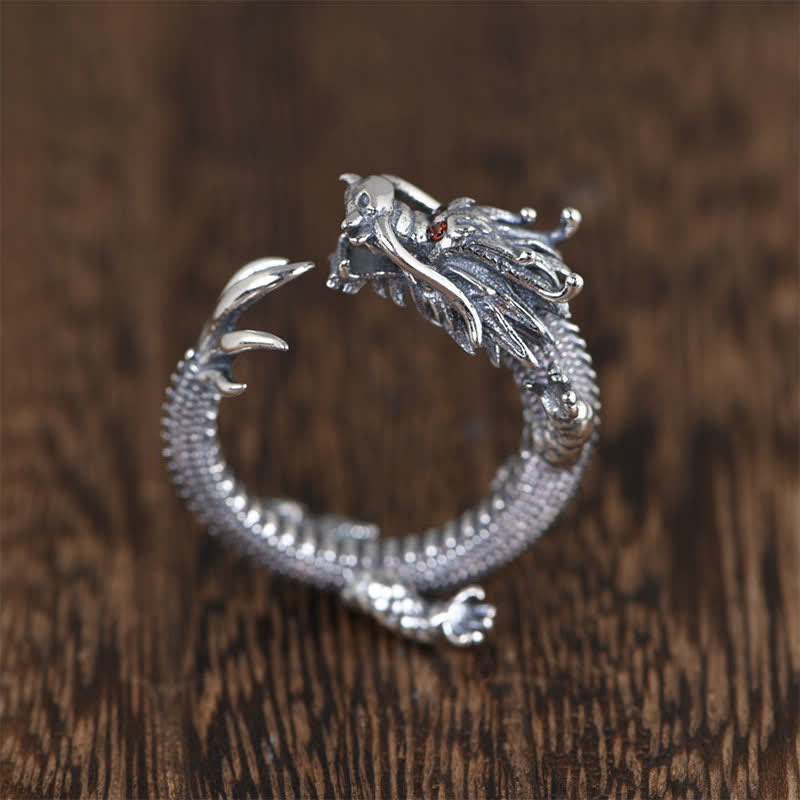 Buddha Stones925スターリングシルバー ドラゴン 幸運の守護リング - image 7