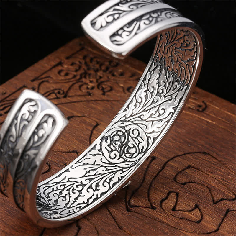 Buddha Stones925 スターリングシルバー ヴァジュラ ドルジェ 彫刻入り スピリチュアルパワーブレスレット バングル - image 4