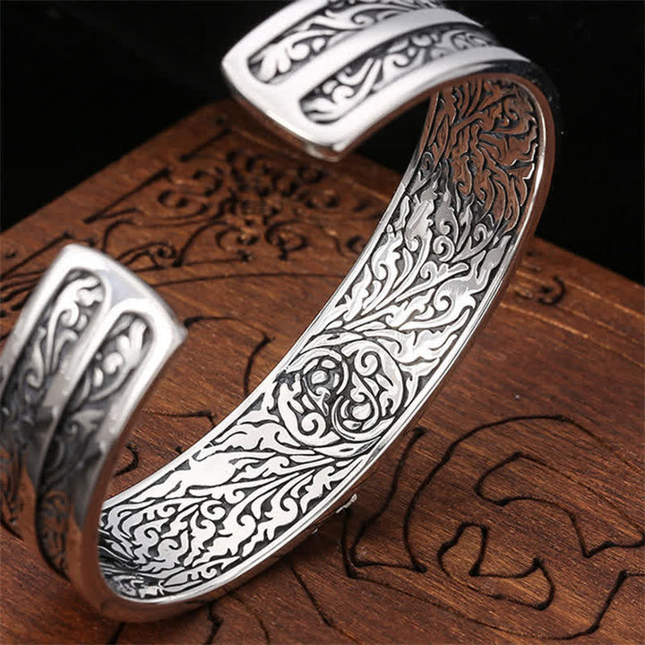Buddha Stones925 スターリングシルバー ヴァジュラ ドルジェ 彫刻入り スピリチュアルパワーブレスレット バングル