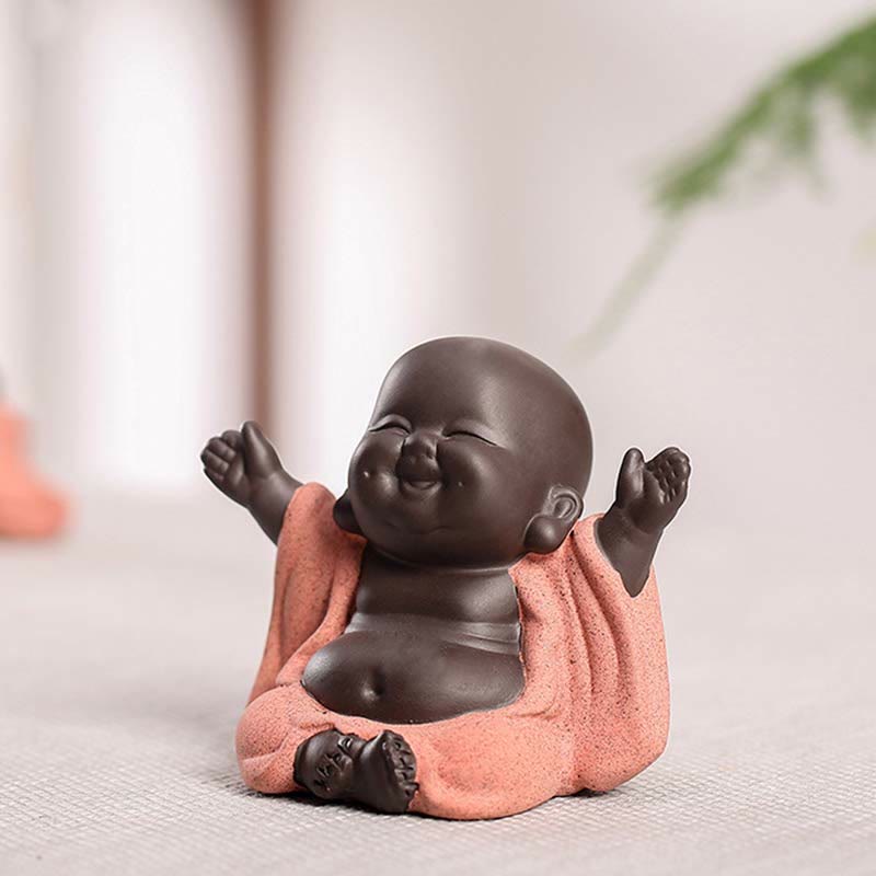 いつも笑顔のBuddha Stones笑う仏 富と幸運 紫粘土 弥勒像 装飾 - image 3