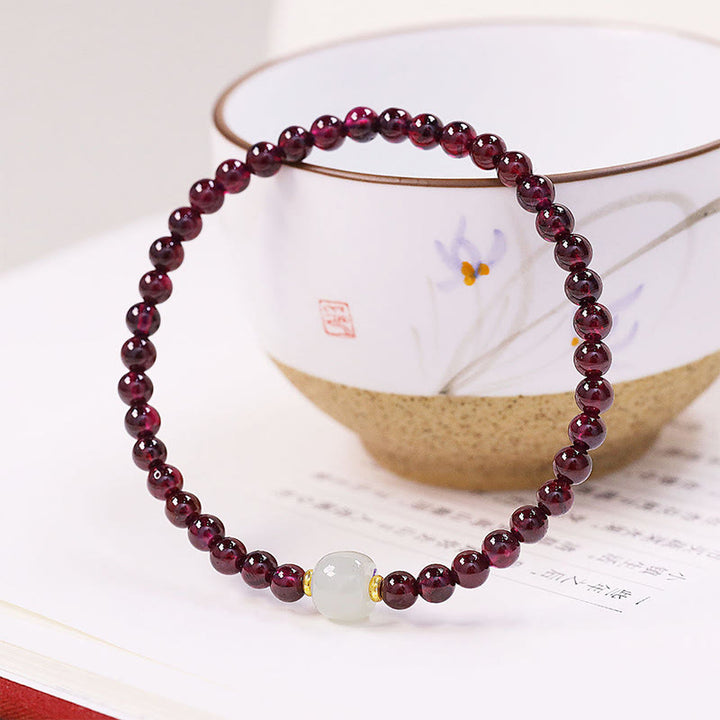 Buddha Stones天然ガーネット翡翠ビーズ浄化ブレスレット