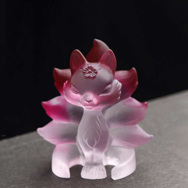 Buddha Stones小さな九尾の狐 成功の力 家の置物 装飾 - ピンク＆ホワイト - ミディアム 80*75*55mm - image 4