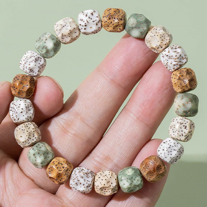 Buddha Stones天然 カラフル 菩提樹 縁起 富のブレスレット