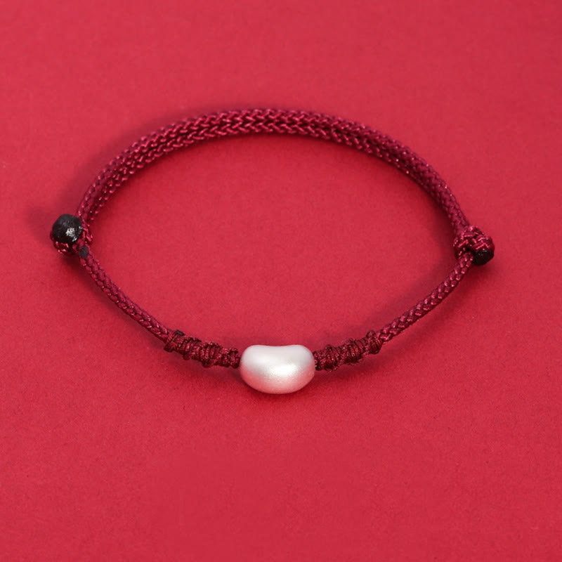 Buddha Stones999 スターリングシルバー ビーンデザイン 幸運のつながり ハンドメイド編み込みブレスレット