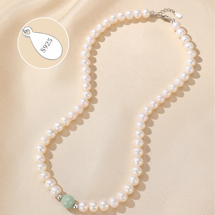Buddha Stones 925スターリングシルバー 天然パール 翡翠 ヒーリングネックレス ブレスレット イヤリング ギフトボックス付き