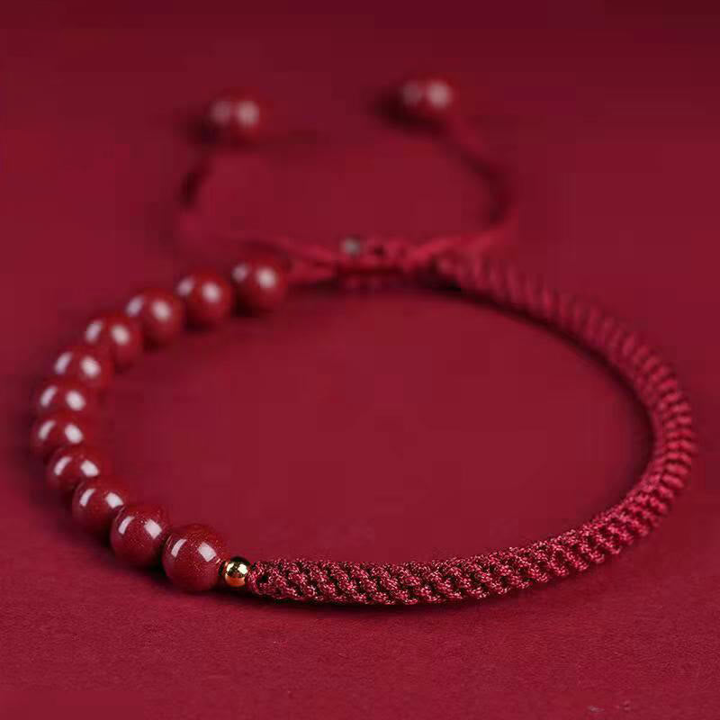 Buddha Stones天然辰砂キングコングノット祝福ストリングブレスレット