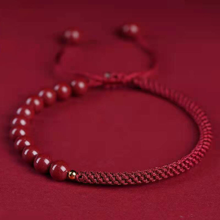 Buddha Stones天然辰砂キングコングノット祝福ストリングブレスレット
