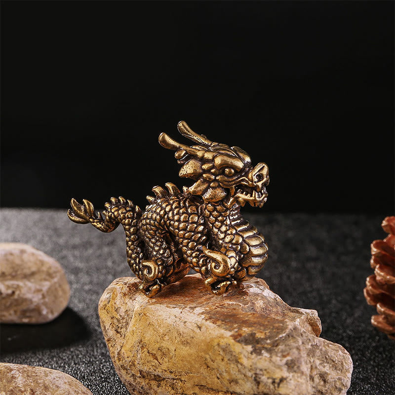 龍の年Buddha Stones小さな縁起の良い真鍮製龍 幸運 成功 家の装飾