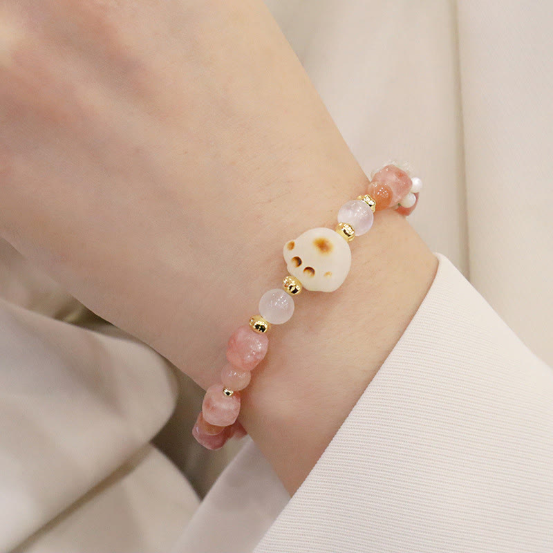 Buddha Stonesグリーンアゲート サンストーン キャッツアイ 菩提樹 猫の足サポートブレスレット - image 7