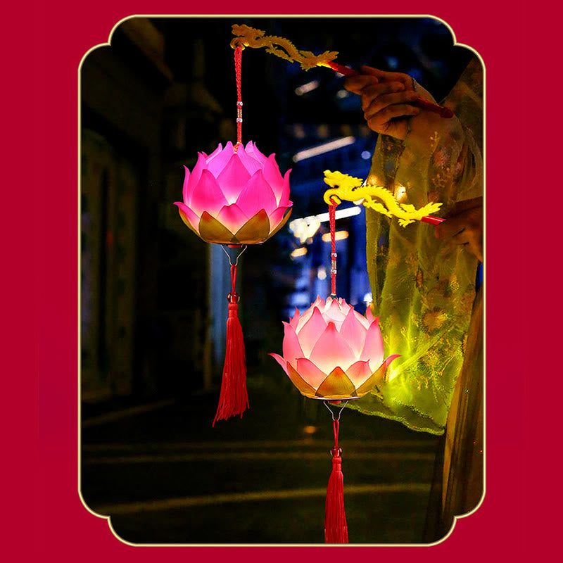 Buddha StonesDIY蓮の花ドラゴンランタンタッセルランプ装飾