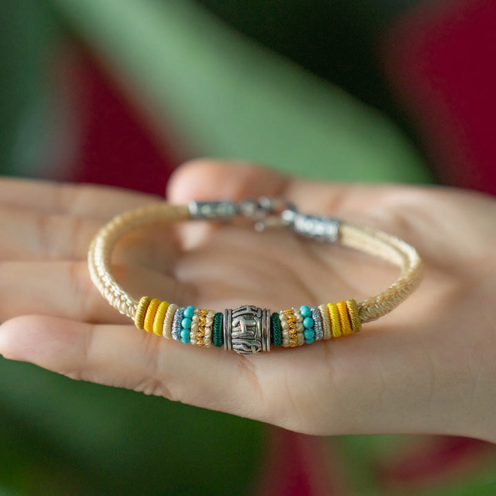 Buddha Stonesハンドメイド925スターリングシルバーチベットオーム・マニ・パドメ・フムピュリティ編みブレスレット - image 5