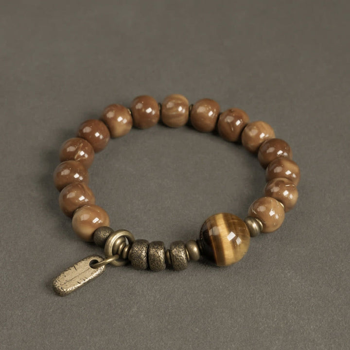 Buddha Stonesクカシード タイガーアイ ゴールドシーン オブシディアン 銅 富と幸運のブレスレット