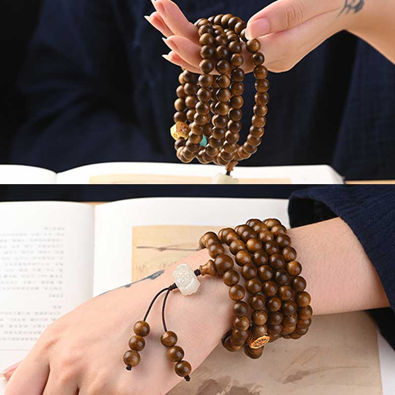 Buddha Stonesチベットローズウッド 保護 静寂 ブレスレットMala