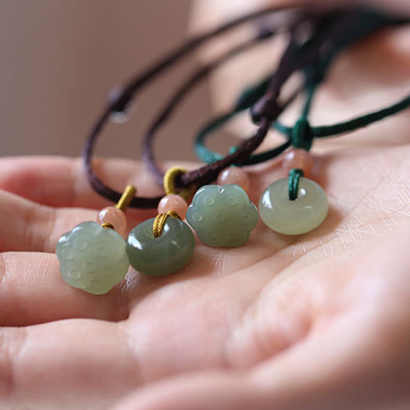 Buddha Stones天然丸玉平和のお守りチャーム蓮の豊かさ ストリングネックレスペンダント - image 14