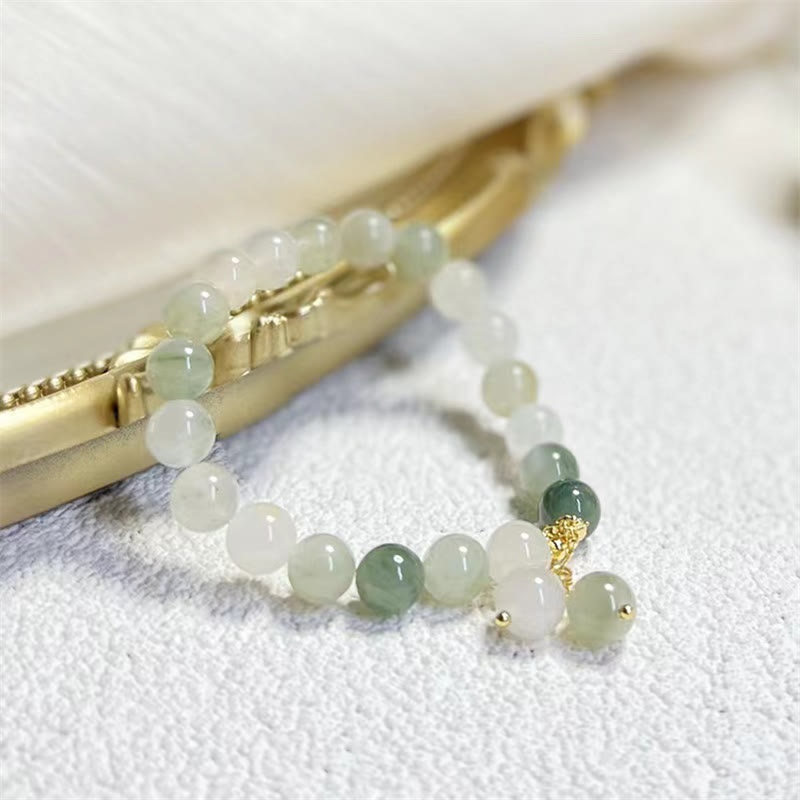 Buddha Stones天然グラデーション翡翠 豊穣の幸運ビーズチャームブレスレット