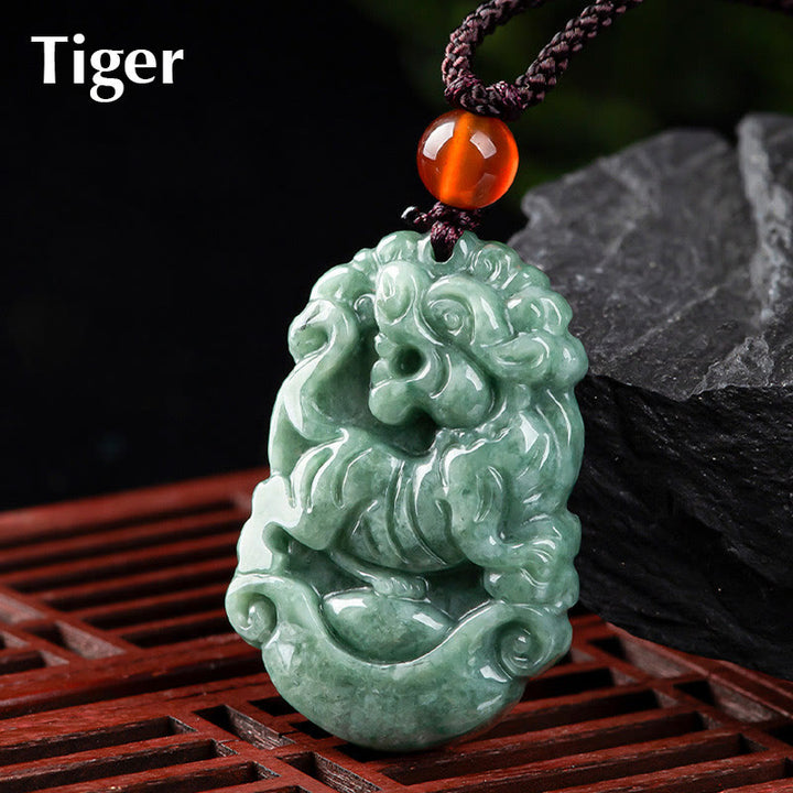 Buddha Stones天然翡翠12星座繁栄ネックレスペンダント - 虎 - image 17
