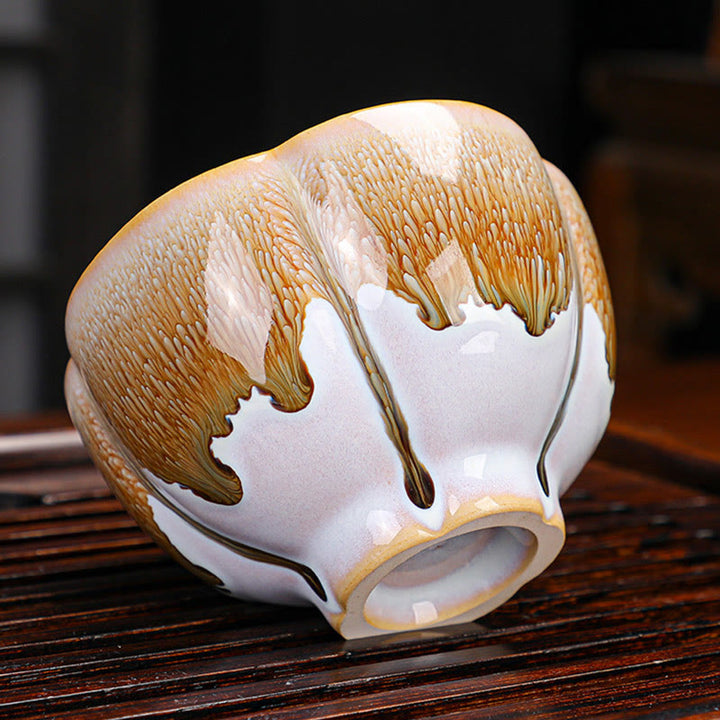 Buddha Stones6個 梅の花びら模様 中国 Jianzhan 窯変 陶器 ティーカップ カンフー ティーカップ ボウル ギフトボックス付き