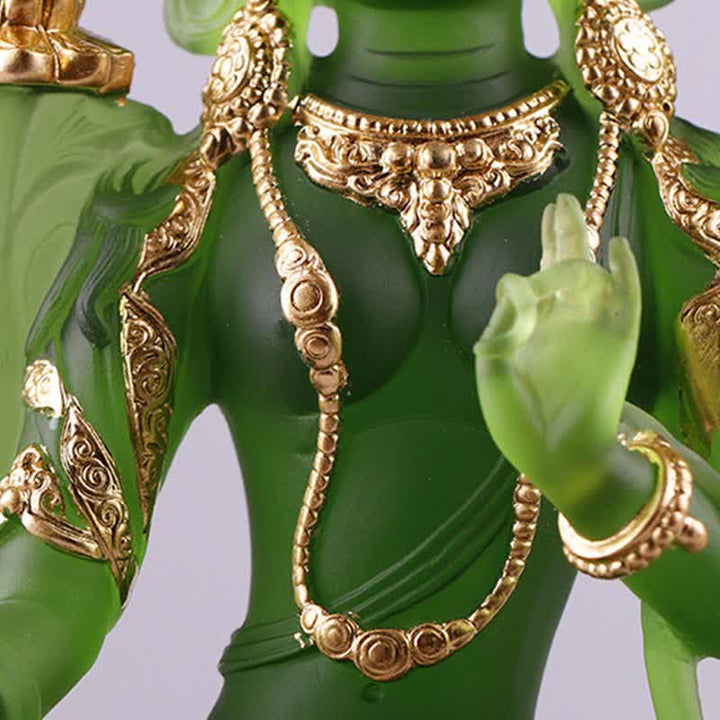 Buddha Stonesグリーンターラ ハンドメイド リュウリ クリスタル アートピース 守護 自宅 オフィス 像 装飾 - image 9