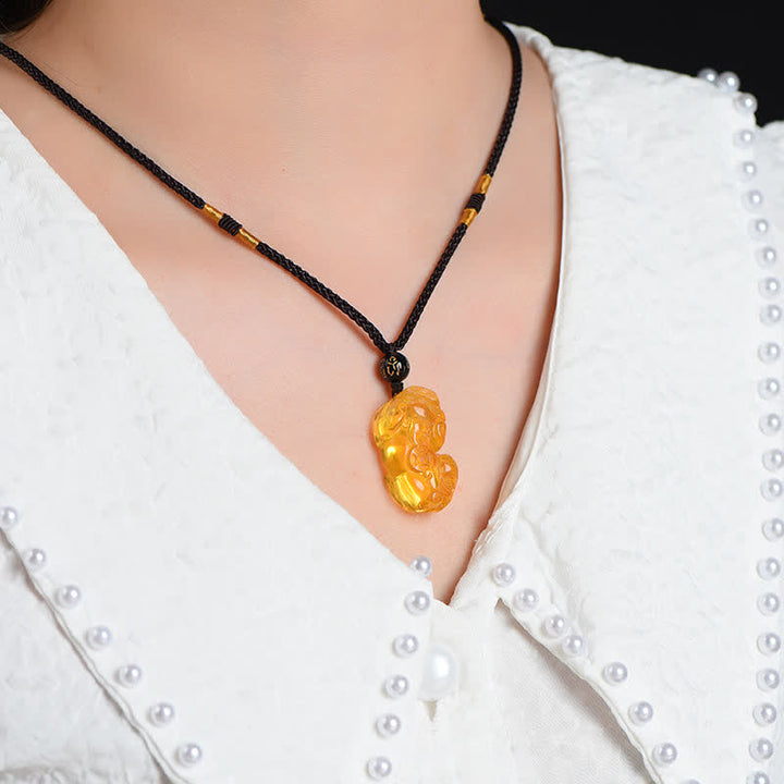 Buddha Stones風水シトリン貔貅富ネックレスペンダント - image 3