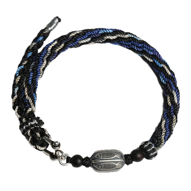 Buddha Stones925 スターリングシルバー 鯉 富 輪廻 ノット 編み紐 ブレスレット