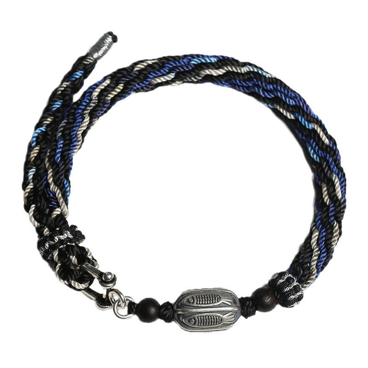 Buddha Stones925 スターリングシルバー 鯉 富 輪廻 ノット 編み紐 ブレスレット