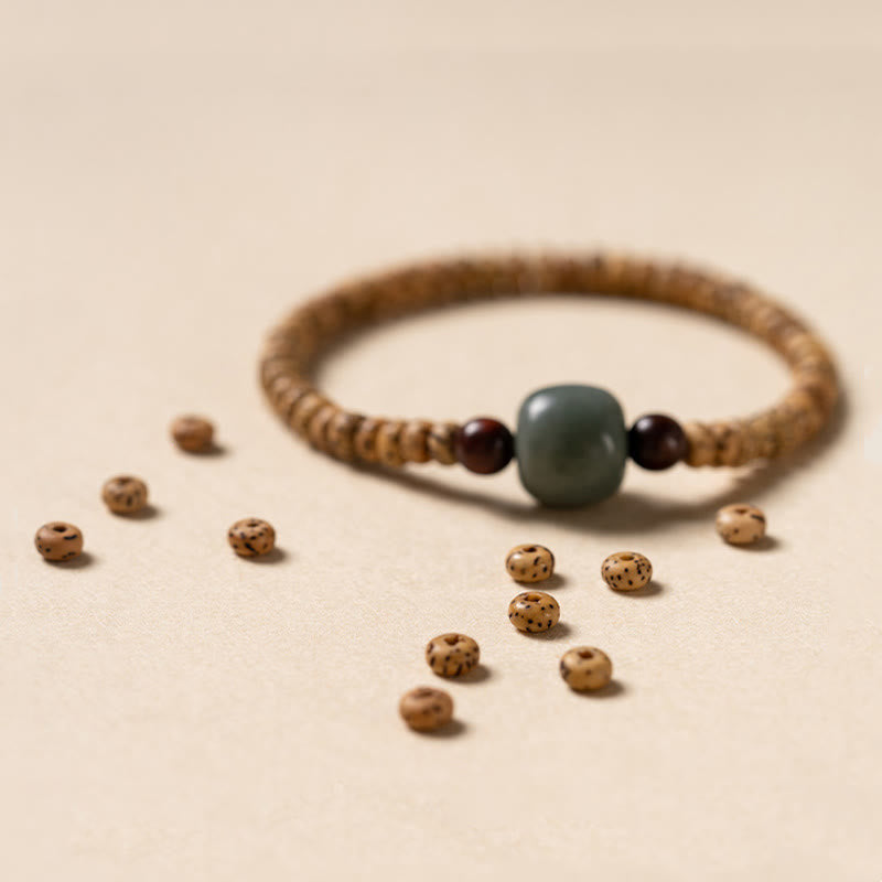 Buddha Stones菩提樹の小さな葉の紫檀の知恵のブレスレット
