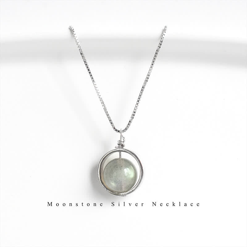 Buddha Stones 925スターリングシルバー ムーンストーン ラブプラネット 回転パターンネックレスペンダント - image 2