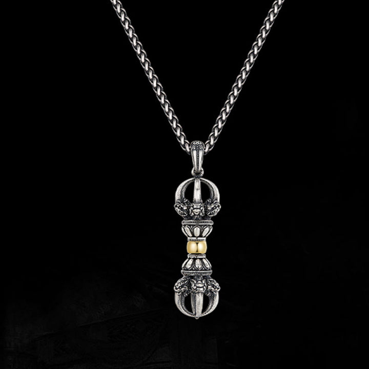 Buddha Stonesチベットドルジェ金剛杵デザイン富のネックレスペンダント