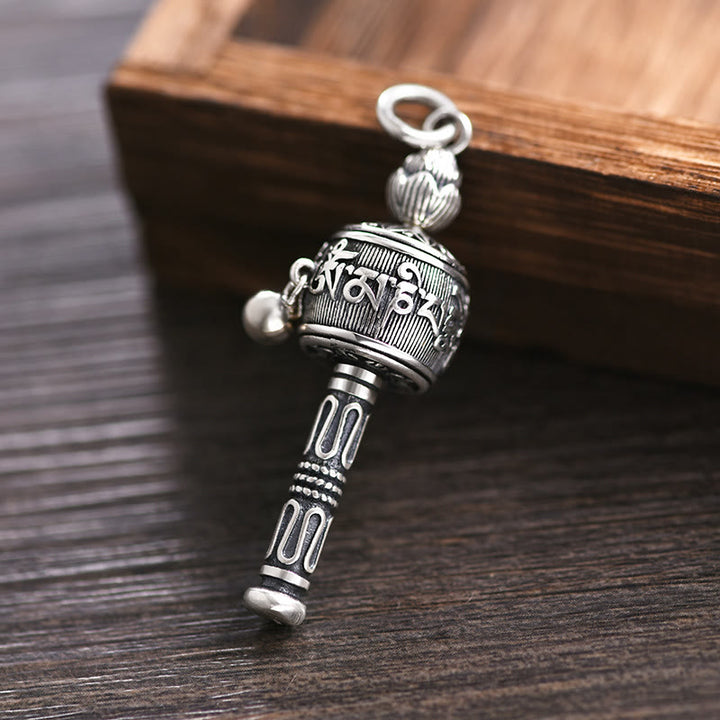 Buddha Stonesチベットオーム・マニ・パドメ・フム祈祷ホイール蓮の知恵 回転式ネックレスペンダント - image 3