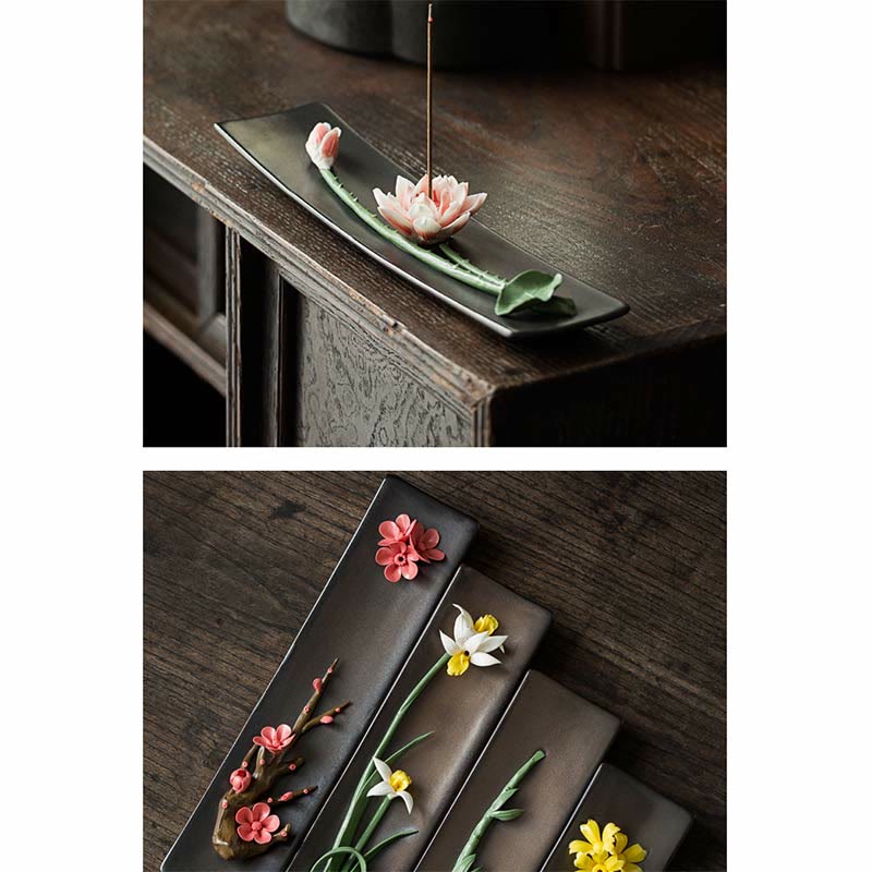 Buddha Stones蓮 牡丹 バラの花 陶器 スピリチュアル 香炉