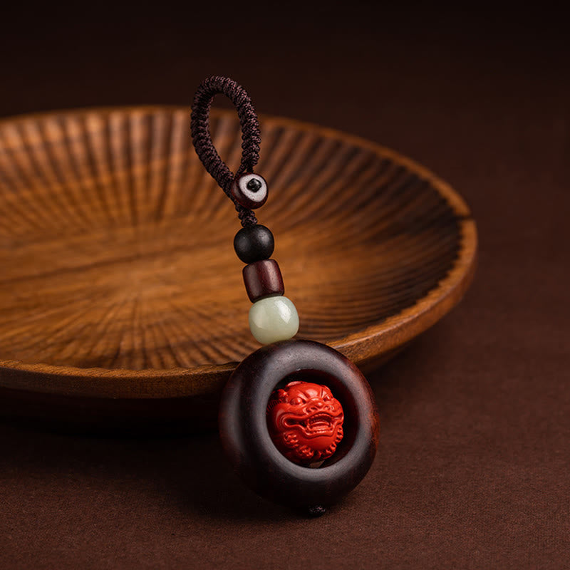 チベットのBuddha Stones、Om Mani Padme Hum、貔貅（ピクシウ）銅貨、小葉、紅檀、辰砂、守護キーチェーン