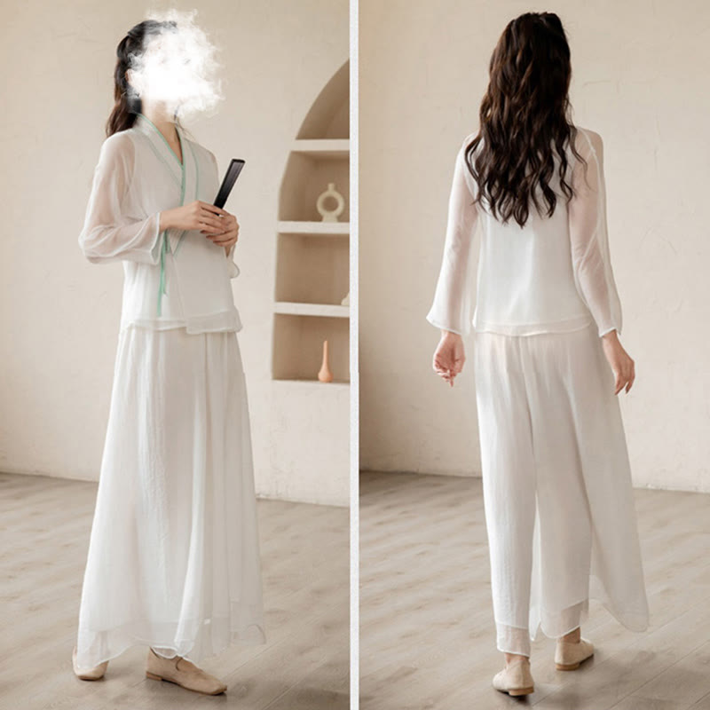 Buddha Stonesレトロ 祈り 禅 スピリチュアル 瞑想 練習 シフォン 服 レディース セット