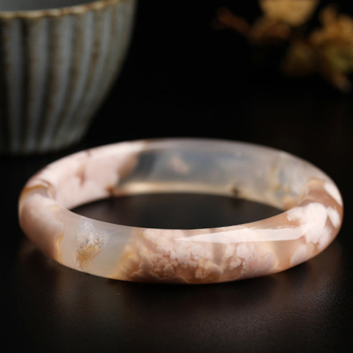 天然桜瑪瑙の平和ブレスレットバングル