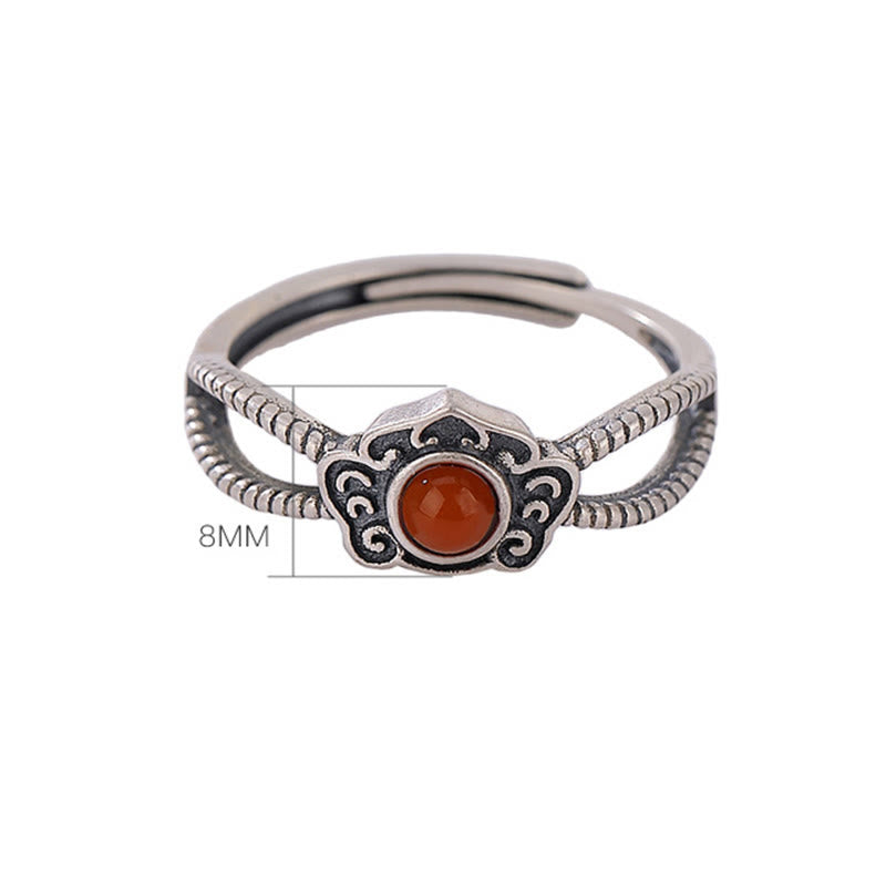 Buddha Stones925 スターリングシルバー レッドアゲートビーズ ロジカルシンキングリング