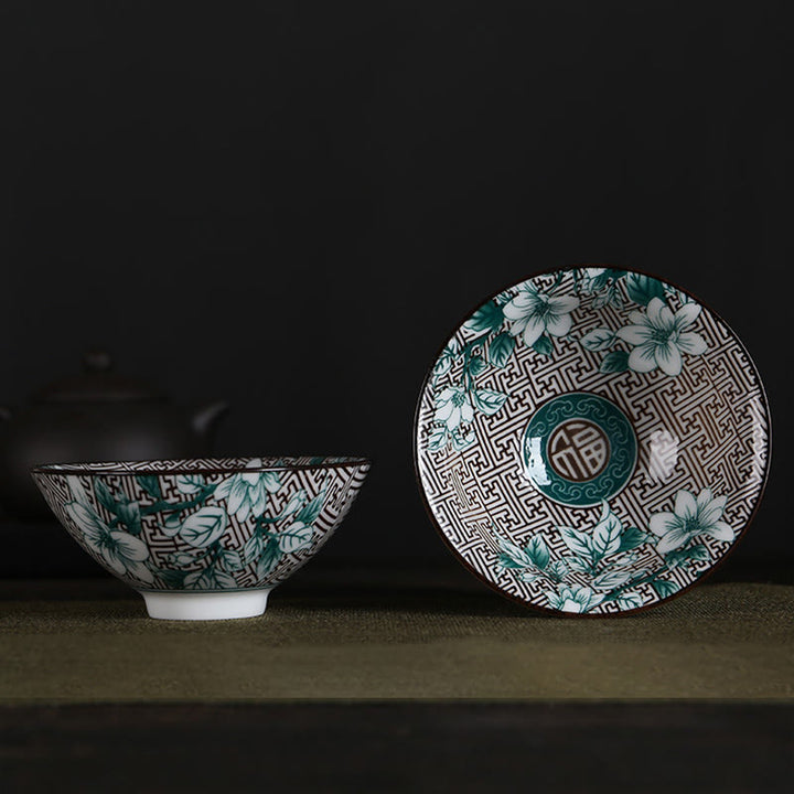 Buddha Stones、花、フーキャラクター、山、蓮、桜、陶器のティーカップ、カンフーティーカップ