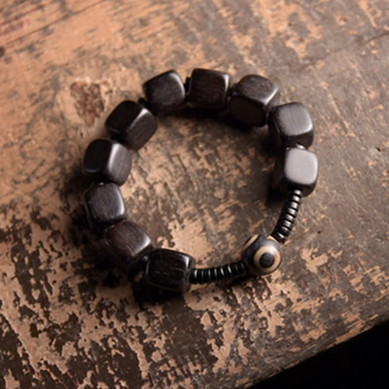 Buddha Stonesチベット黒檀Dziビーズ強度ブレスレット