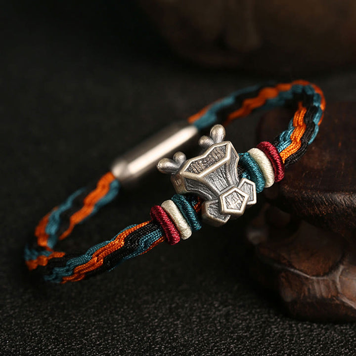Buddha Stonesハンドメイド 999 スターリングシルバー 龍年 十二支 守護 カラフル 輪廻 結び目 ロープ ブレスレット