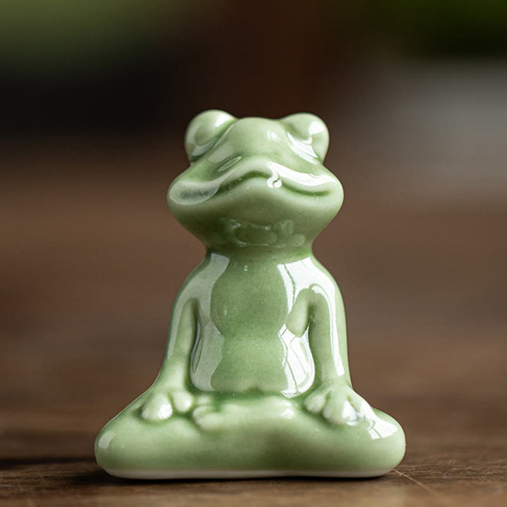 Buddha Stonesミニ 小型 瞑想 蓮 休憩 カエル 陶器 富 幸運 家庭用 ティーペット 置物 装飾