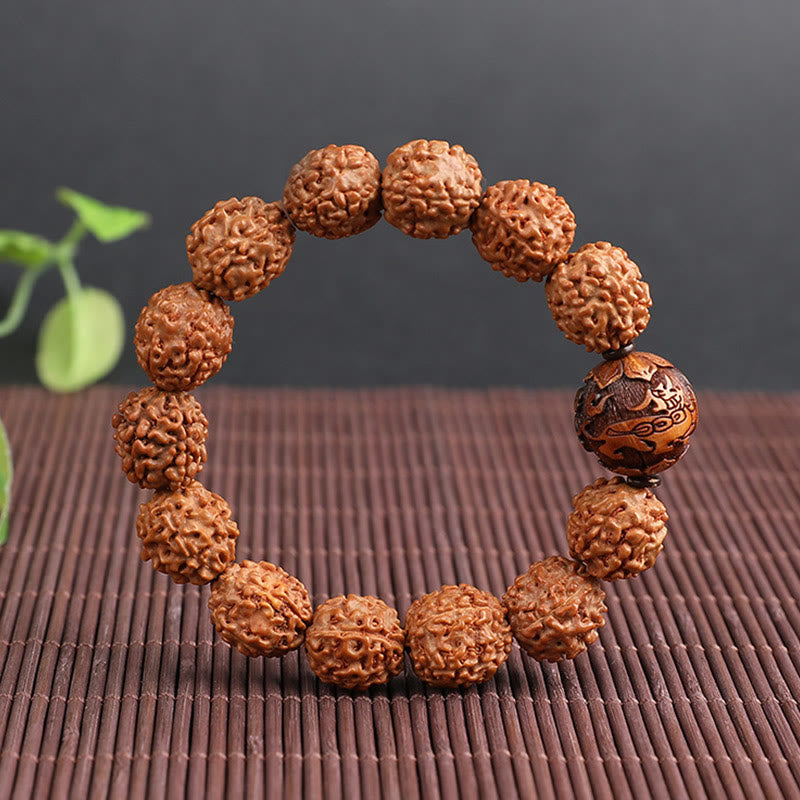 Buddha Stonesチベット ルドラークシャ 菩提樹 貔貅 銅貨 富と幸運ブレスレット