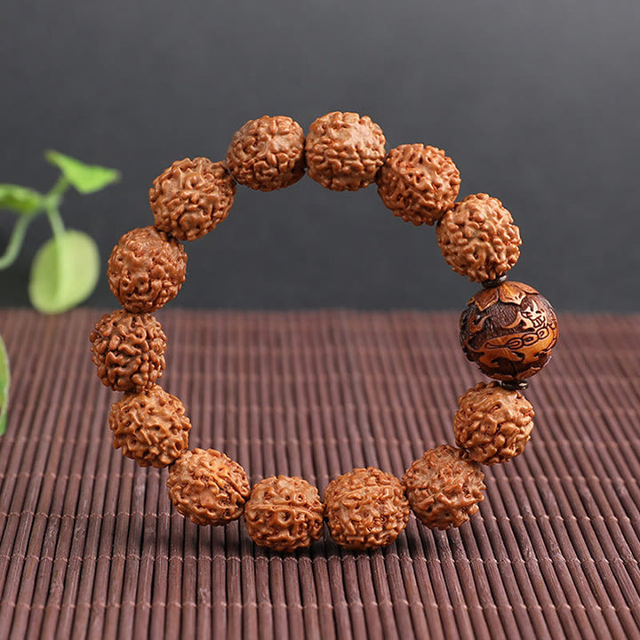 Buddha Stonesチベット ルドラークシャ 菩提樹 貔貅 銅貨 富と幸運ブレスレット