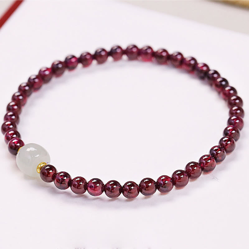 Buddha Stones天然ガーネット翡翠ビーズ浄化ブレスレット