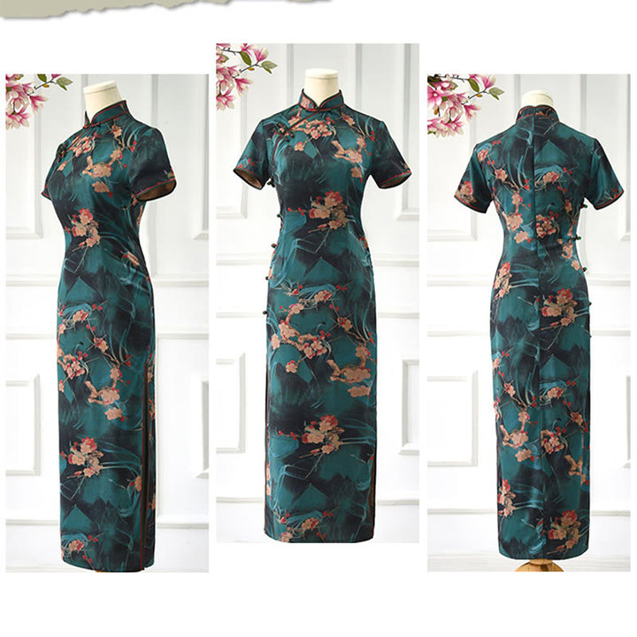 Buddha Stonesヴィンテージピンクの花柄チャイナドレスレディースチーパオドレス - image 11