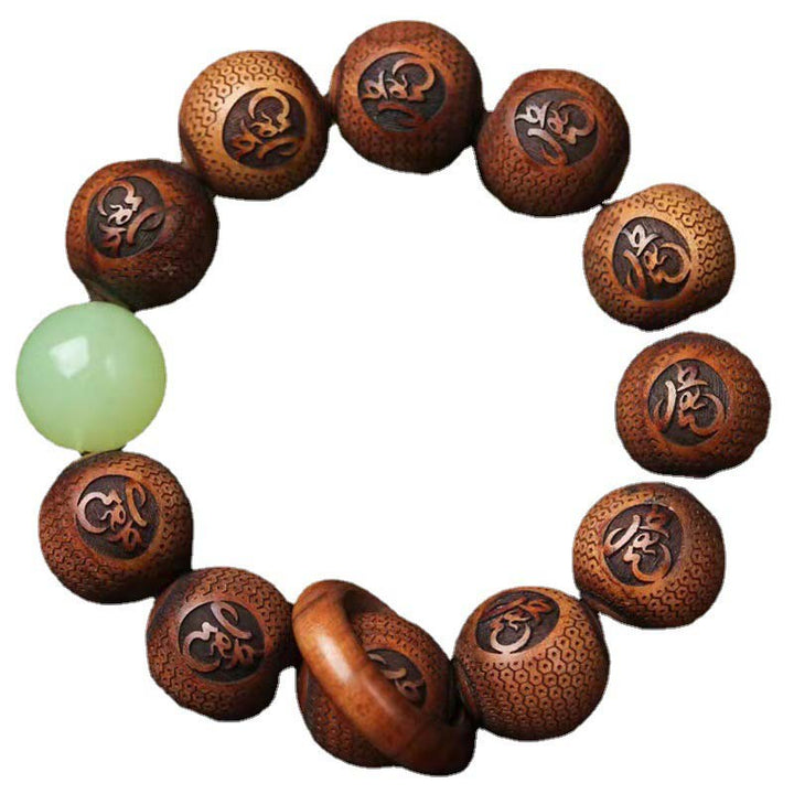 Buddha Stonesチベットローズウッド彫刻虎守護ブレスレット